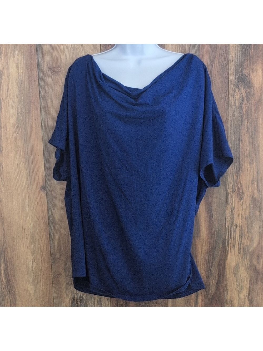 Lands' End Women's Navy Drape Blouse Tee 3X              C147